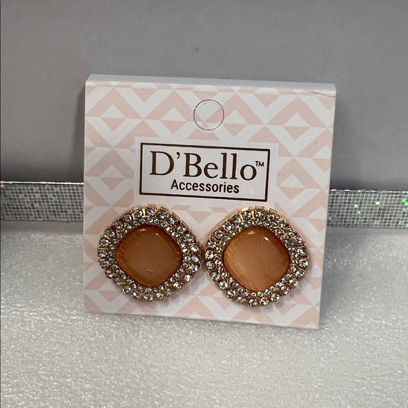 D’Bello Jewelry - Fashion Orange Opaque Stone Posts